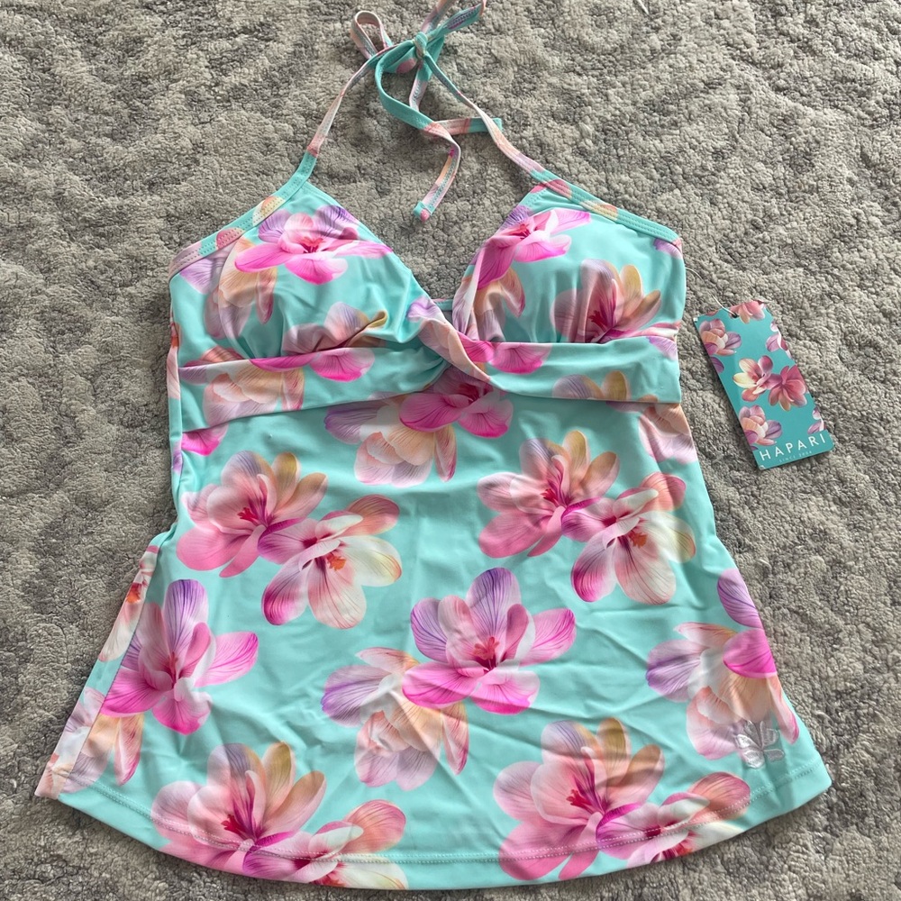 Hapari Petunia Pop Tankini Top in Pink and Blue
